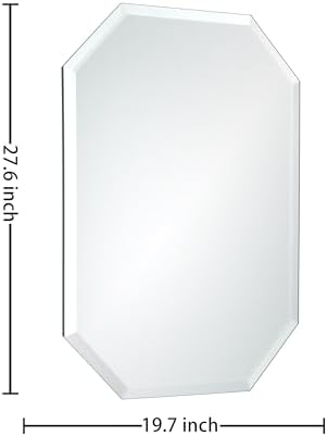 Silver Wall Mirror-Beveled Edge Frameless Mirror for Bathroom, Vanity, Bedroom, Rectangle Mirrors （20X28inch）