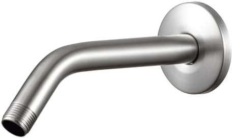OFFO Shower Arm with Flange, 6 in Brushed Nickel Wall Mount Replacement Angle Shower Head Arm Wall-Mounted For Fixed Shower Head & Handheld Showerhead
