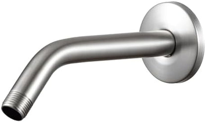 OFFO Shower Arm with Flange, 6 in Brushed Nickel Wall Mount Replacement Angle Shower Head Arm Wall-Mounted For Fixed Shower Head & Handheld Showerhead