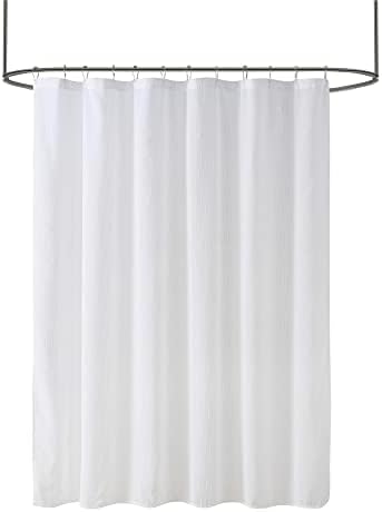 Madison Park Anna Sheers Shower Curtain, Textured Striped Accent Design, Modern Mid-Century Bathroom Decor, Machine Washable, Fabric Privacy Screen Ivory, 72" W x 72" L (Pack of 4)