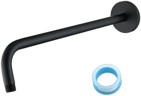 Stainless Steel Shower Head Extension Arm Wall Mounted Rainfall Shower Tube Bathroom Hardwares Accessories 16 Inch Matte Black,SW-RD91018-16MB.