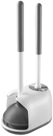 Eyliden Toilet Plunger and Brush Set, 2-in-1 Compact Holder, White