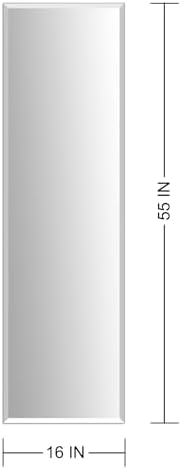 Frameless Full Length Mirror for Wall, 55x16 Inch Bathroom Vanity Mirror