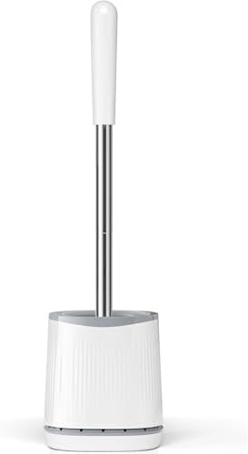 TRENTI Toilet Brush and Holder Set - Bristles Bowl Brush Head with Ventilated Holder, Wall Mounted Compact Set for Bathroom Deep Cleaning