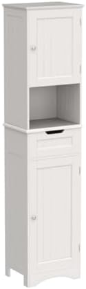 Gizoon 67” H Tall Bathroom Storage Cabinet, Narrow Storage Cabinet, White