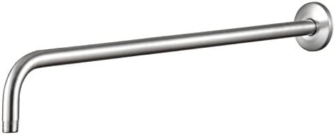 OFFO Shower Arm with Flange, 24 in Brushed Nickel Wall Mount Replacement Angle Shower Head Arm Wall-Mounted For Fixed Shower Head & Handheld Showerhead