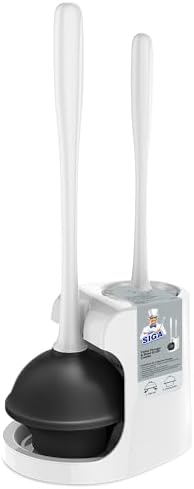 MR.SIGA Toilet Plunger and Bowl Brush Combo for Bathroom Cleaning, White (Pack of 12)