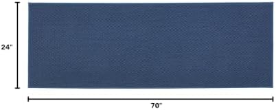 TYUU Bathroom Runner Rugs, Long Bath Mat Runner Washable Thin Quick Dry Low Pile Bathroom Runner Rugs Non Slip, Navy Blue 24"x70"
