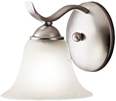 Kichler 6719NI, Dover Reversible Glass Wall Sconce Lighting, 1 Light, 60 Total Watts, Brushed Nickel, 16.5-Inch