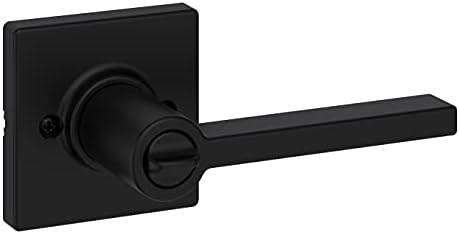 Kwikset Casey Interior Privacy Door Handle with Lock, Door Lever for Bathroom and Bedroom, Matte Black Reversible Keyless Turn Lock, with Microban Protection, Pack of 12