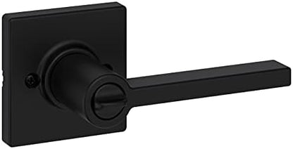 Kwikset Casey Interior Privacy Door Handle with Lock, Door Lever for Bathroom and Bedroom, Matte Black Reversible Keyless Turn Lock, with Microban Protection, Pack of 12