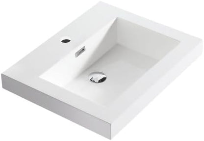 Dowell 21" Bathroom Sink, Single Bowl Resin Basin, Rectangular Drop In with Overflow (White 000 2118BP)