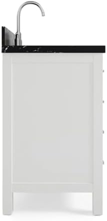 ARIEL Cambridge 48 Inch Single Rectangle Sink Bathroom Vanity with Nero Marquina Black Quartz Countertop 1.5 Inch in White