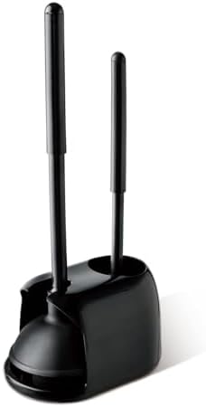 Eyliden Toilet Plunger and Brush Set, 2-in-1 Compact Holder, Black