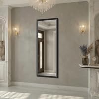 DESBING Large Bathroom Mirror for Over Sink, 60” x 24” Black Rectangle Bathroom Mirrors for Double Vanity, Metal Ribbed Textured Framed Wall Mirror for Bathroom, Living Room, Bedroom,Dressing Room