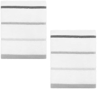 IZOD – Hand Towels, Plush Ringspun Cotton Blend with Striped Design and Dark Hem Finish, Set of 2 (Sandbar Grey)