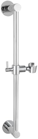 Shower Slide Bar Adjustable Handheld Shower Head Holder Wall Mount - 15inch All-Metal Shower Head Slide Bar Compatible with Bathroom Drill Free Glue Installation - Polished Chrome