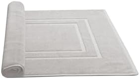 Feather & Stitch 2 Piece Towel Like Bath Mats (30x21 Inch) 100% Cotton Terry Bath Mats, Bathroom Shower Floor Mats [NOT A Bathroom Rug], Soft Absorbent Washable Mats - Sliver