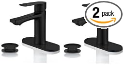 BELZ 2-Pack Matte Black Bathroom Faucet, Tool-Free Modern Set of 2 Sink Faucets with Drain & Deck Plate, Anti-Peeling, Pre-Installed 24" Supply Lines