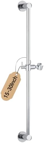 Shower Slide Bar Adjustable Handheld Shower Head Holder Wall Mount - 30inch All-Metal Shower Head Slide Bar Compatible with Bathroom Drill Free Glue Installation - Polished Chrome
