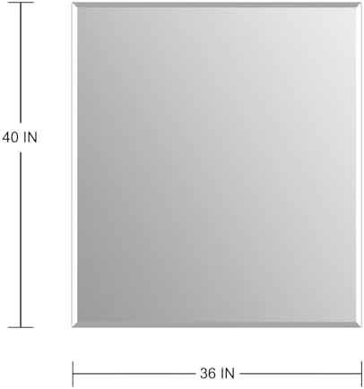 Frameless Wall Mirror 40” x 36“ Bathroom Mirror for Over Sink Beveled Edge