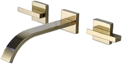 Brushed Gold or Polished Gold Kitchen Faucet WallMounted Cascade Mixer for Bathroom Sink Hot & Cold Water Tap Elegant Modern Design (Noir)