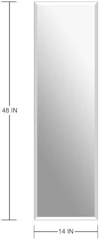 Frameless Full Length Mirror for Wall, 48x14 Inch Bathroom Vanity Mirror