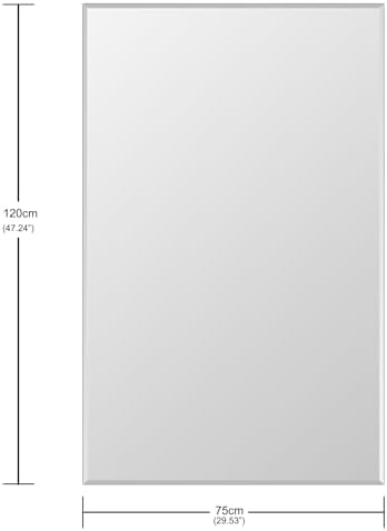Frameless Wall Mirror Beveled Edge 48” x 30“ Bathroom Mirror for Over Sink