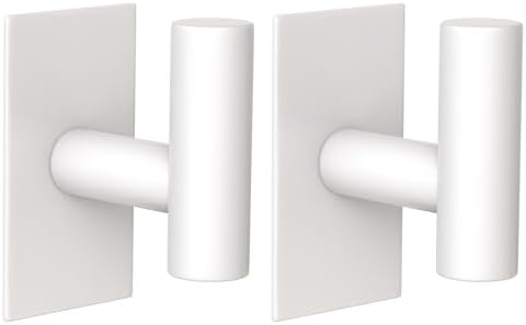 VAEHOLD Wall Towel Hooks, Heavy Duty Sticky Holder Waterproof Towel Hooks for Hanging Coat, Clothes, Closet Hook Wall Mount for Kitchen (White, 2 Pack)
