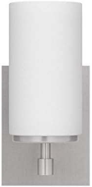 Generation Lighting 4124601-962 Alturas One Light Bath or Wall Sconce with Etched White Inside Glass Shade, Brushed Nickel Finish, 100 Total Watts, 8.75 Inch Height