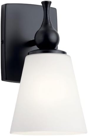 Kichler Cosabella 6 Inch 1 Light Wall Sconce with Satin Etched Case Opal in Black