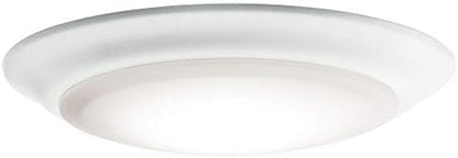 Kichler Gen 1 LED Downlight in White, 7.5” Ceiling Flush Mount Wet Rated Interior Dimmable Light for Living Room, Dining Room, Kitchen, Bathroom and Bedroom, 4000K, (7.5” x 1.5”), 43846WHLED40