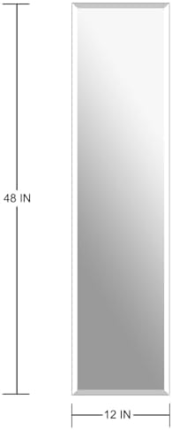 Frameless Full Length Mirror for Wall, 48x12 Inch Bathroom Vanity Mirror