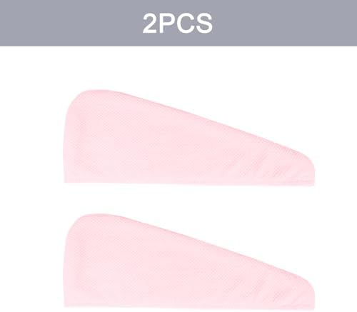 MaopaoBeauty Microfiber Hair Towel, 2 Packs Hair Turbans for Wet Hair, Drying Hair Wrap Towels for Curly Hair Women, Large Hair Towel for All Hair Style, Pink