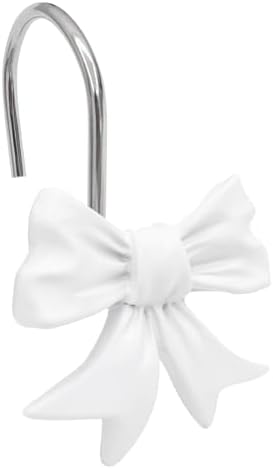 CHICTIE Decorative Shower Curtain Hooks, Bow Knot Shower Curtain Rings Hooks for Bathroom Baby Kids Room Rustproof Shower Hooks (White)