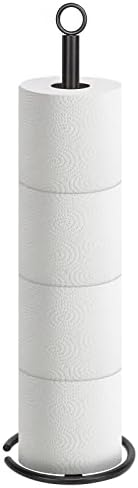 NearMoon Bath Toilet Paper Holder Stand, Freestanding Tissue Paper Storage with Reserve, Space Toilet 4 Rolls Holder for Bathroom/Kitchen Countertop-All Metal (1 Pack, Matte Black)