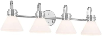 Kichler Farum 34" 4-Light Vanity Light with Opal Glass in Chrome for Single or Double Vanity, Over a Mirror, Powder Room, Bathroom, (34" W x 9.5" H), 55156CH