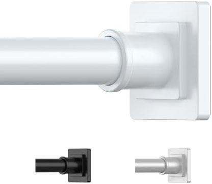 UIOSANRT White Shower Curtain Rod 31-79 Inches Non-Slip Shower Rod Tension Mounted No Drill Shower Curtain Rods Spring Tension Rod Adjustable Tension Curtain Rod for Windows Bathroom