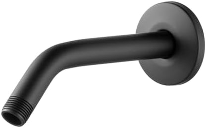 OFFO Shower Arm with Flange, 6-Inch Wall Mount Replacement Angle Shower Head Arm Wall-mounted For Fixed Shower Head & Handheld Showerhead, Matte Black