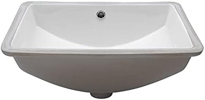Mocoloo Undermount Bathroom Sink 20 x 15 Rectangle Porcelain White Ceramic Bathroom Sink 7 1/2 Inch Deep with Overflow Drain Lavatory Vanity Sink Under Mounted the Counter