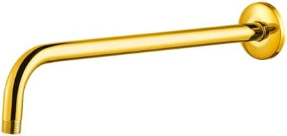 OFFO Shower Arm with Flange, 16 in Bright Gold Wall Mount Replacement Angle Shower Head Arm Wall-Mounted For Fixed Shower Head & Handheld Showerhead