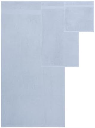 Modern Threads Otis 6-Piece 100% Cotton Towel Set – Zero Twist Jacquard Chevron – Includes 2 Bath Towels, 2 Hand Towels, 2 Washcloths – Absorbent, Quick Dry, Soft & Durable – Light Blue