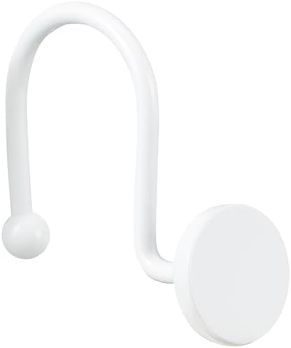 CHICTIE White Shower Curtain Hooks, Rustproof Shower Curtain Rings for Bathroom, Metal Shower Hooks for Shower Curtain Rod, Modern Decorative Shower Curtain Hangers Set of 12, Round Heavy Duty Design