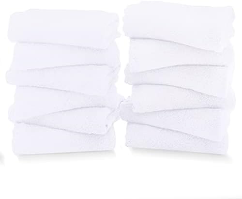 TENSTARS 12 Pack Premium Washcloths Set - Quick Drying- Soft Microfiber Coral Velvet Highly Absorbent Wash Clothes - Multipurpose Use as Bath, Spa, Facial, Fingertip Towel (White)