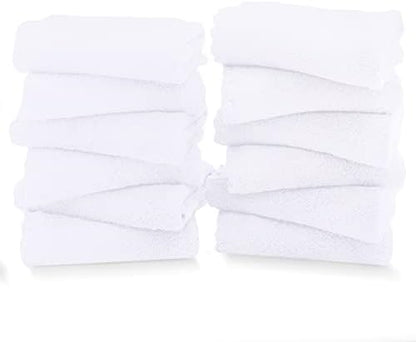 TENSTARS 12 Pack Premium Washcloths Set - Quick Drying- Soft Microfiber Coral Velvet Highly Absorbent Wash Clothes - Multipurpose Use as Bath, Spa, Facial, Fingertip Towel (White)