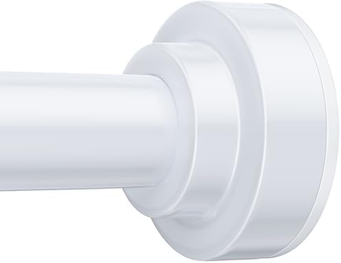 TEECK Shower Curtain Rod, 32-43 inch Adjustable Spring Tension Curtain Rod, Never Rust Anti-Slip Shower Curtain Rod for Bathroom, No Drilling, Never Collapse, Easy to Use, White