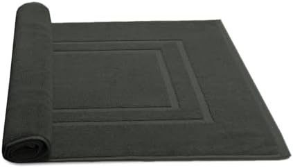 Feather & Stitch 2 Piece Towel Like Bath Mats (30x21 Inch) 100% Cotton Terry Bath Mats, Bathroom Shower Floor Mats [NOT A Bathroom Rug], Soft Absorbent Washable Mats - Charcoal