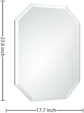 Silver Wall Mirror-Beveled Edge Frameless Mirror for Bathroom, Vanity, Bedroom, Rectangle Mirrors （18X24inch）