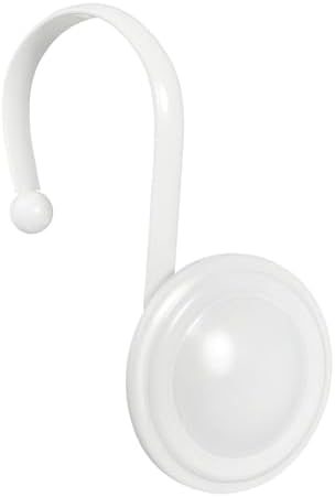 CHICTIE White Shower Curtain Hooks Rings, Decorative Shower Hook for Shower Curtain, Rustproof Modern Shower Rings Hangers for Bathroom Curtains Rods, Set of 12
