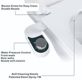 Bidet Attachment for Toilet, Self Cleaning Bidet Attachment with Adjustable Cold Water Pressure, Front and Rear Wash for Women and Men, Premium Bathroom Accessory by anees